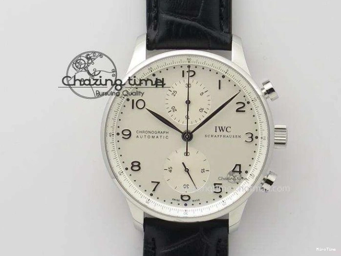 MIROTIME 1230 Effortless Portuguese IW544404 SS White Dial On Black Leather Strap A 7257